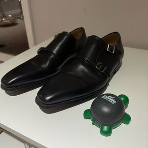 Magnanni leather double monk strap shoes